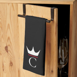 Crown Chef Monogram Svart Vit Kökshandduk