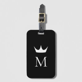 Crown Elegant Monogram Svart och Vitt Bagagebricka