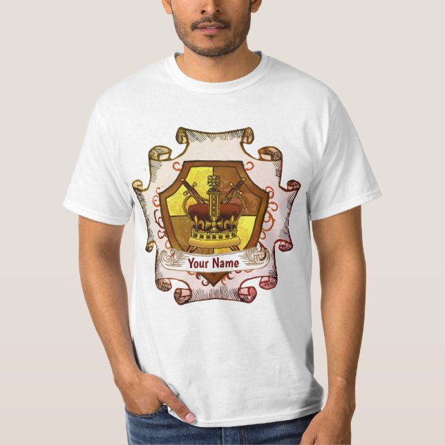 Crown Familjevapen Efternamn t-shirt (Framsida)