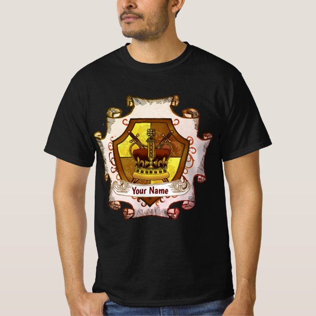 Crown familjevapen efternamn t-shirt (Framsida)