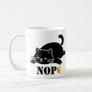 Crown NOPE Svart Katt Rolig för kattälskare Kaffemugg