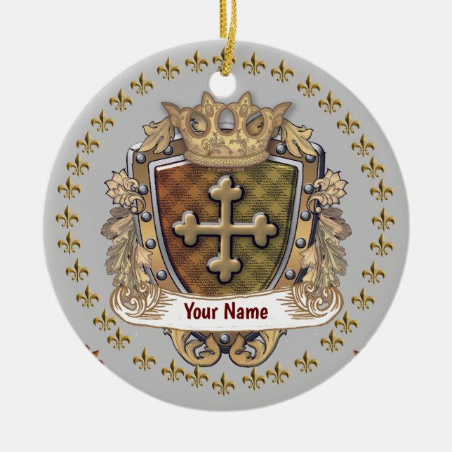 Crown Shield Familjevapen Efternamn Ornament (Framsidan)