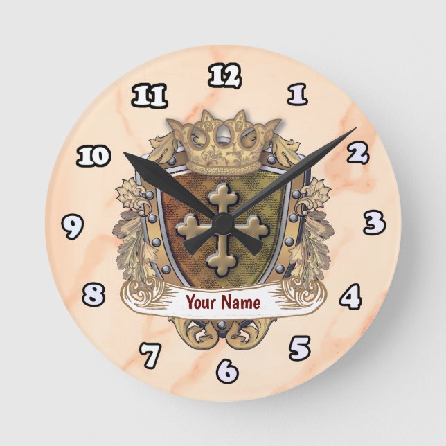 Crown Shield Familjevapen Efternamn  Rund Klocka (Framsida)