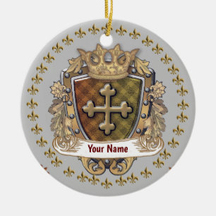 Crown Shield Familjevapen Familjesmycke Julgransprydnad Keramik