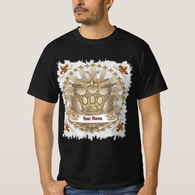 Crown Shield Family Crest Surname T Shirt (Framsida)