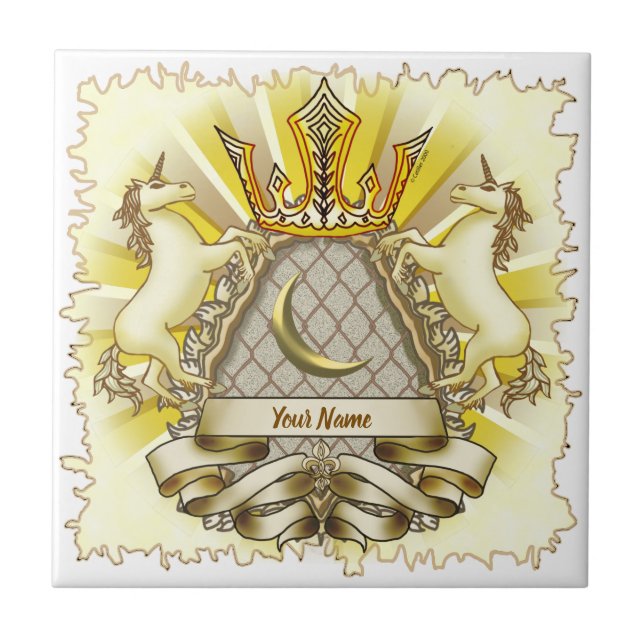 Crown Shield Unicorn Kakelplatta (Framsidan)