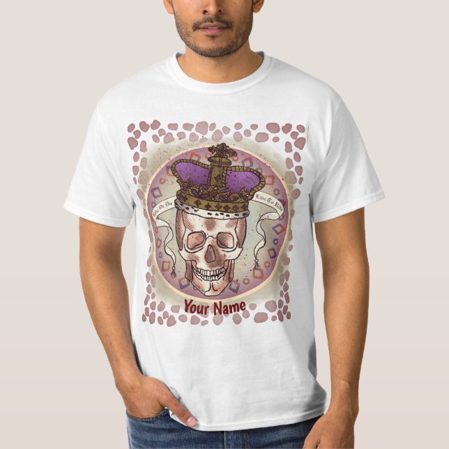 Crown Skull Biker  T Shirt (Framsida)