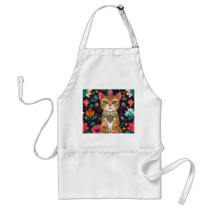 Crowned Bejeweled Cat Apron Förkläde