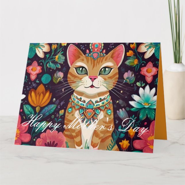 Crowned Bejeweled Cat Kort (Framsida)