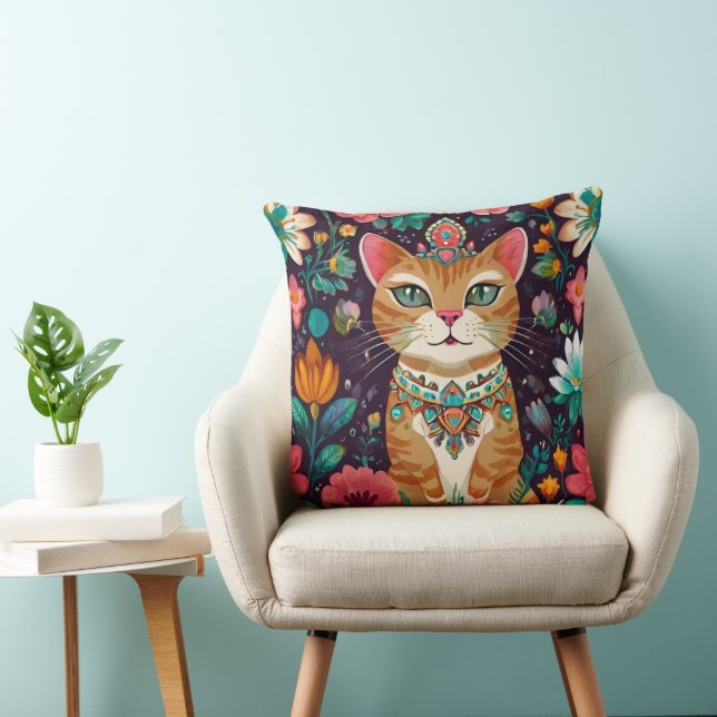 Crowned Bejeweled Cat Kudde (Stol)