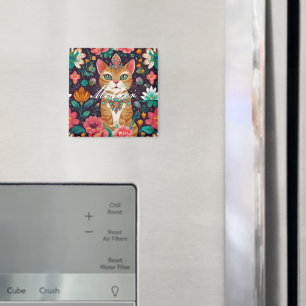 Crowned Bejeweled Cat Magnet