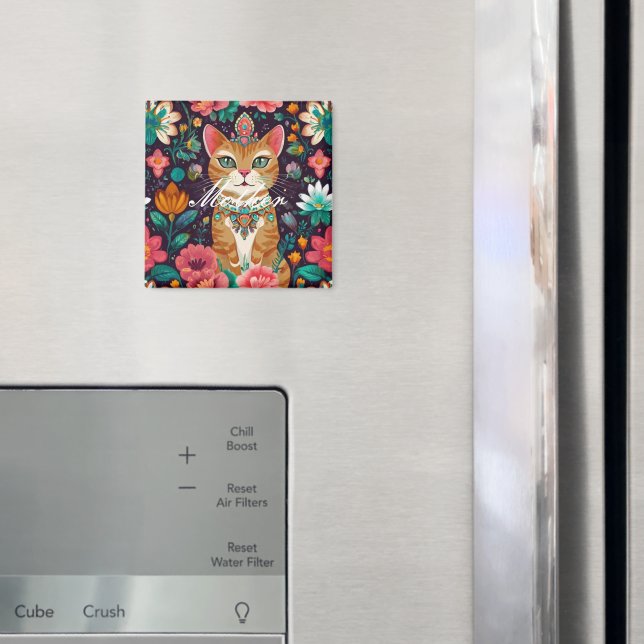 Crowned Bejeweled Cat Magnet (In Situ (Fridge))