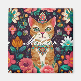 Crowned Bejeweled Cat Magnet
