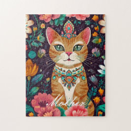 Crowned Bejeweled Cat Puzzle Pussel