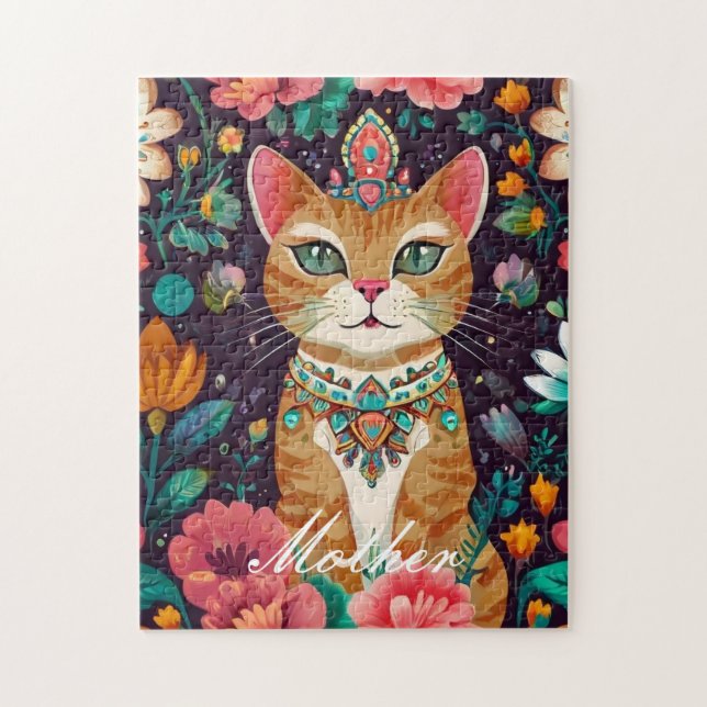 Crowned Bejeweled Cat Puzzle Pussel (Vertikal)