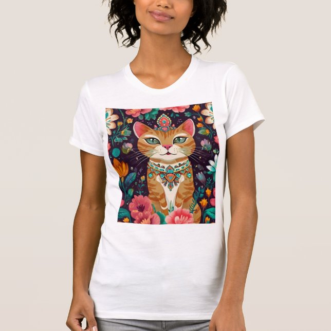 Crowned Bejeweled Cat T Shirt (Framsida)