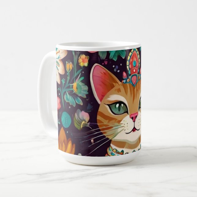 Crowned Bejewelled Cat Kaffemugg (Framsida vänster)