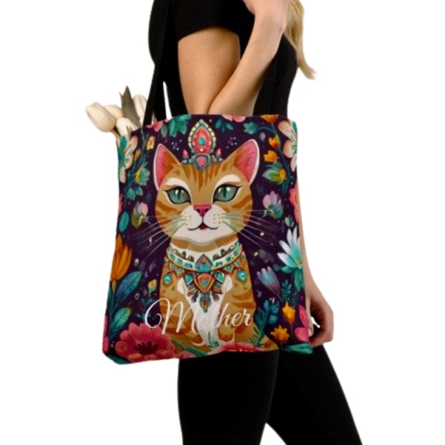 Crowned Bejewelled Cat  Tygkasse (Chic tote bag for Mom—perfect for errands, shopping, and showing love this Mother’s Day.

)