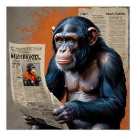 Crowned Chimp Royalty" - Roligt pop Art med färgst Perfect Poster