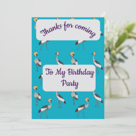 Crowned Cranes Thank you Card Inbjudningar