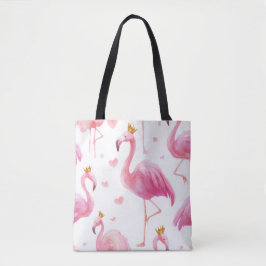 Crowned Flamingo – Luxe Island Vibes Tote Tygkasse