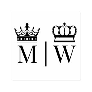 Crowned Groom Bröllop 2 Initial Monogram VS Självfärgande Stämpel