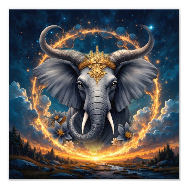 Crowned Guardian of the Celestial Gate the elefant Fototryck (Framsidan)