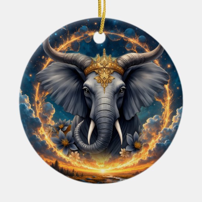 Crowned Guardian of the Celestial Gate the elefant Julgransprydnad Keramik (Framsidan)