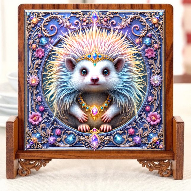 Crowned Hedgehog Ceramic Collecsible Kakelplatta (Skapare uppladdad)
