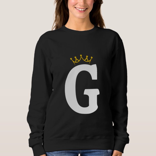 Crowned Letter G Monogram Design T Shirt (Framsida)