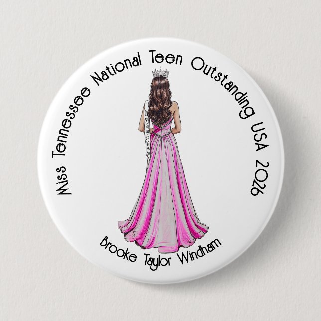 Crowned Queen Custom Pageant Button Knapp (Framsida)