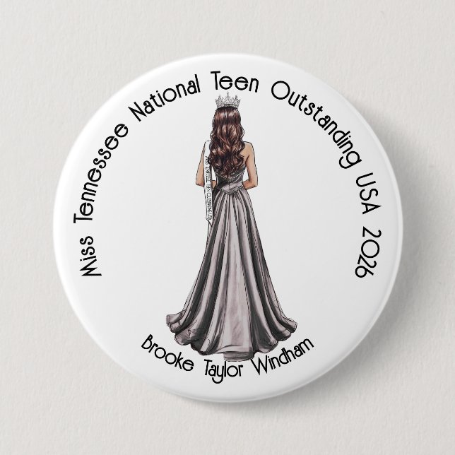 Crowned Queen Custom Pageant Button Knapp (Framsida)