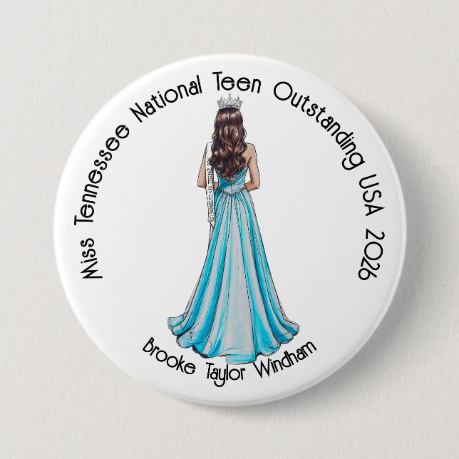 Crowned Queen Custom Pageant Button Knapp (Framsida)