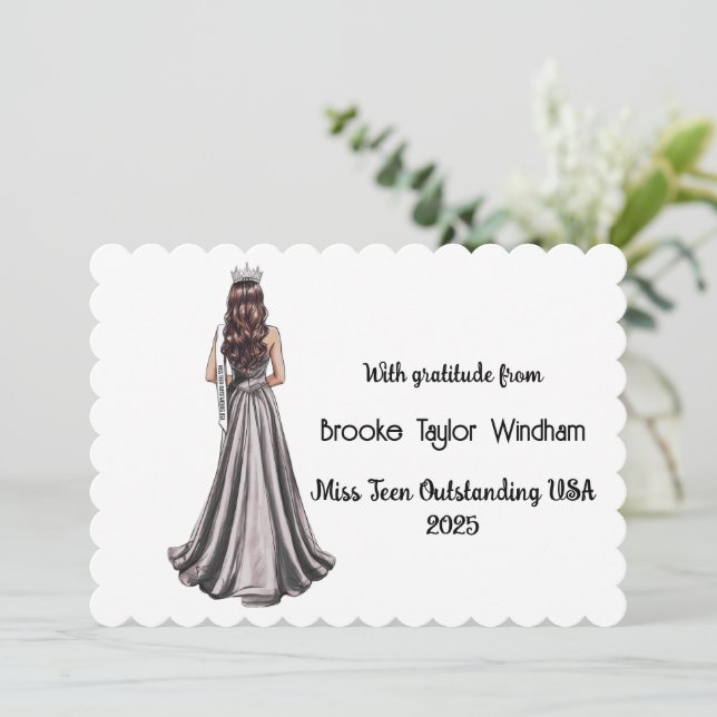 Crowned Queens Custom Pageant Thank You Card Tack Kort (Stående Fram)