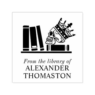 Crowned Skull, Bokar på Shelf SQ Bibliotek Namn Självfärgande Stämpel