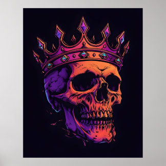 Crowned Skull - Neon Royalty Poster