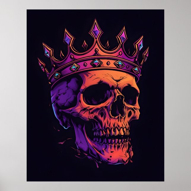 Crowned Skull - Neon Royalty Poster (Framsidan)