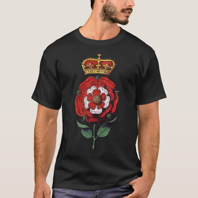 Crowned Tudor Ro Red and White T Shirt (Framsida)