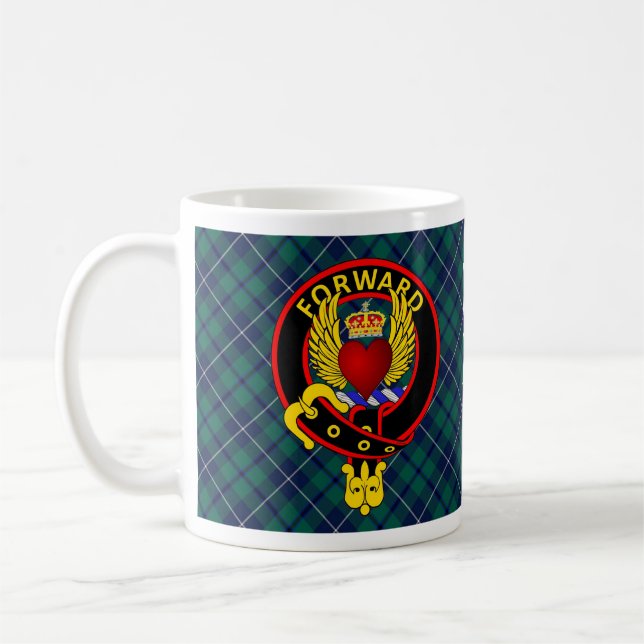 Crowned Winged Heart Douglas Vapensköld w/tartan m Kaffemugg (Vänster)
