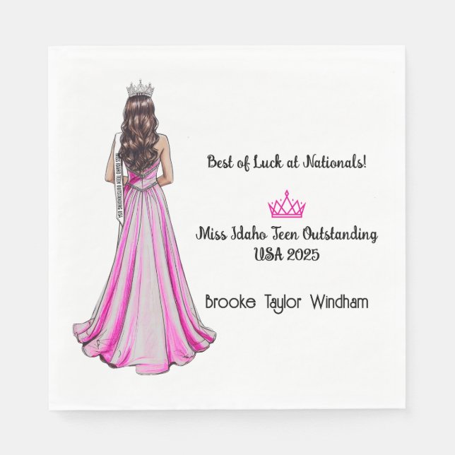 Crowning Queens Pageant Send-off Party Napkins Pappersservett (Framsidan)