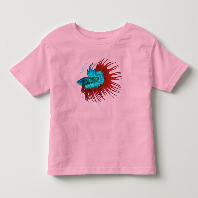 Crowntail betta fish cartoon illustration  t shirt (Framsida)