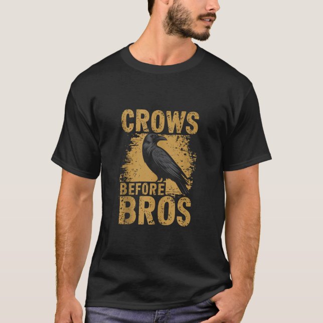 Crows Before Bros Design Dark Bird Witchcraft Retr T Shirt (Framsida)
