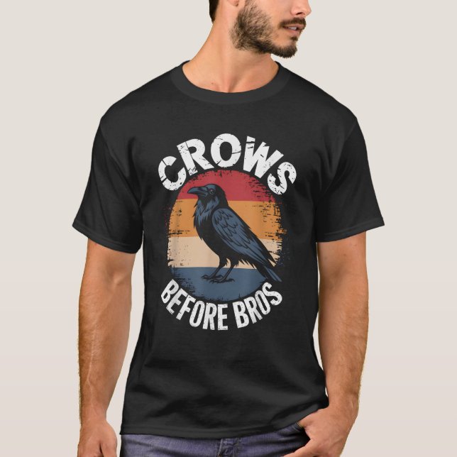 Crows Before Bros Design Dark Bird Witchcraft Retr T Shirt (Framsida)