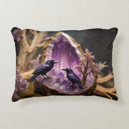 Crows Ravens Amethyst Crystal Fantasy Prydnadskudde