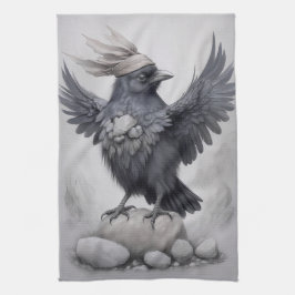 Crows Rock! Poster Krähe ausgebreitete Flügel Kökshandduk