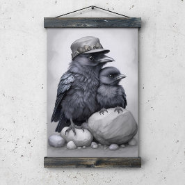 Crows Rock! Poster mit Krähen Eltern und Kind