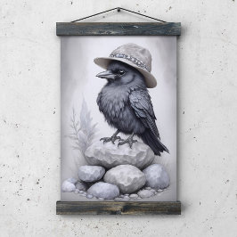 Crows Rock! Poster von Krähe mit Hut auf Steinen
