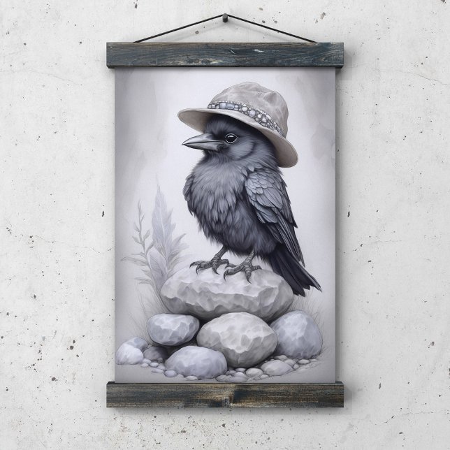 Crows Rock! Poster von Krähe mit Hut auf Steinen (Skapare uppladdad)