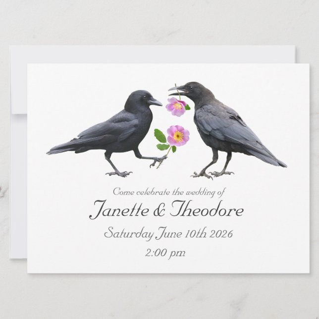Crows Roses Wedding Invitation Inbjudningar (Framsida)
