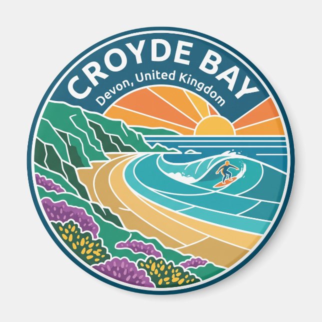 Croyde Bay Storbritannien Magnet (Framsidan)